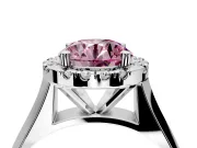 Halo Engagement Ring Setting for Fancy Pink Round Cut Center with Square Band and Prong Head in Platinum
