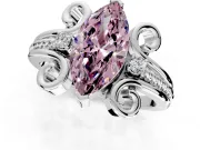 Solitaire Engagement Ring Setting for Fancy Pink Marquise Center with Twisted Band and Scroll Prong Head in Platinum