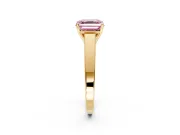 Solitaire Engagement Ring Setting for Fancy Pink Asscher Cut Center with Tapered Split Shoulders and Prong Head in Yellow Gold