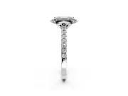 Floral Engagement Ring Setting for Emerald Cut Center with Pave Band and Floral Prong Head in Platinum