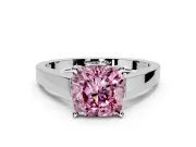 Solitaire Engagement Ring Setting for Fancy Pink Cushion Cut Center with Tapered Split Shoulders and Prong Head in Sterling Silver
