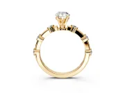 Solitaire Engagement Ring Setting for Pear-Shaped Center with Bezel Station Band and Prong Head in Yellow Gold