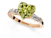 Bar-Set Engagement Ring Setting for Fancy Yellow Heart-Shaped Center with Tapered Baguette Accents and Prong Head in Rose Gold