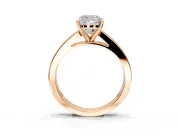Solitaire Engagement Ring Setting for Cushion Cut Center with Princess Cut Channel Band and Prong Head in Rose Gold