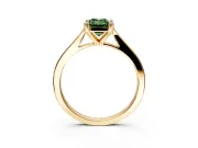 Solitaire Engagement Ring Setting for Fancy Green Emerald Cut Center with Tapered Shoulders and Prong Head in Yellow Gold