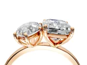 Marquise and Emerald Cut Lab-Grown Diamond Toi et Moi Engagement Ring with Prong-Set Stones in Rose Gold
