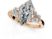 Solitaire Engagement Ring Setting for Marquise Center with Marquise Flower Shoulders and Prong Head in Rose Gold