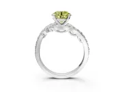 Solitaire Engagement Ring Setting for Fancy Yellow Round Cut Center with Pave Bypass Twist Band and Prong Head in Platinum