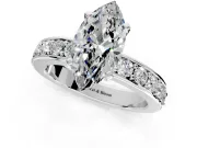 Solitaire Engagement Ring Setting for Marquise Center with Channel-Set Accents and Prong Head in Sterling Silver