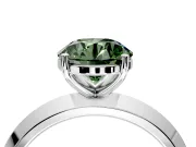 Solitaire Engagement Ring Setting for Fancy Green Round Cut Center with Wide Knife Ridge Band and Prong Head in Platinum