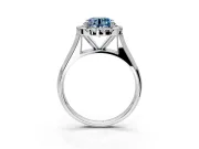Halo Engagement Ring Setting for Fancy Blue Round Cut Center with Square Band and Prong Head in Platinum