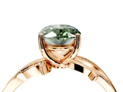 Solitaire Engagement Ring Setting for Fancy Green Oval Center with Pave and Plain Crossover Band and Prong Head in Rose Gold