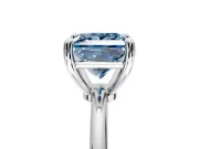 Minimalist Solitaire Engagement Ring Setting for Fancy Blue Princess Cut Center with Thin Band and Prong Head in Sterling Silver