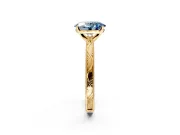 Solitaire Engagement Ring Setting for Fancy Blue Oval Center with Engraved Milgrain Band and Prong Head in Yellow Gold