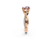 Solitaire Engagement Ring Setting for Fancy Pink Heart-Shaped Center with Half-Pave Crossover Band and Prong Head in Rose Gold