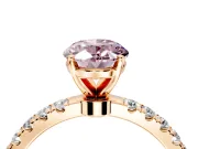 Open Basket Engagement Ring Setting for Fancy Pink Oval Center with Pave Band and Prong Head in Rose Gold