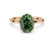 Hidden Halo Engagement Ring Setting for Fancy Green Oval Center with Plain Band and Tall Prong Head in Rose Gold
