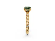 Rope Engagement Ring Setting for Fancy Green Cushion Cut Center with Accent Shoulders and Prong Head in Yellow Gold