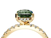 Solitaire Engagement Ring Setting for Fancy Green Radiant Cut Center with Band of Accents and Prong Head in Yellow Gold