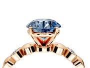 Solitaire Engagement Ring Setting for Fancy Blue Round Cut Center with Beaded Bezel Station Band and Prong Head in Rose Gold