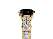 Solitaire Engagement Ring Setting for Fancy Black Round Cut Center with Pave Cathedral Shoulders and Prong Head in Yellow Gold