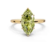 Low-Set Solitaire Engagement Ring Setting for Fancy Yellow Marquise Center with Thin Plain Band and Prong Head in Yellow Gold