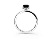 Hidden Halo Engagement Ring Setting for Fancy Black Emerald Cut Center with Plain Band and Tall Prong Head in White Gold