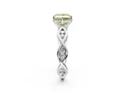 Solitaire Engagement Ring Setting for Fancy Yellow Princess Cut Center with Accented Twist Band and Leaf Prong Head in Platinum