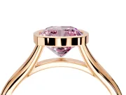 Solitaire Engagement Ring Setting for Fancy Pink Cushion Cut Center with V Split Shank and Bezel Head in Rose Gold