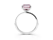 Solitaire Engagement Ring Setting for Fancy Pink Asscher Cut Center with Pave Accents and Prong Head in Platinum