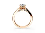 Solitaire Engagement Ring Setting for Oval Center with Crossover Accents and Prong Head in Rose Gold