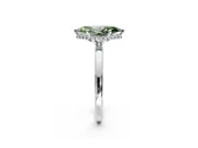 Hidden Halo Engagement Ring Setting for Fancy Green Marquise Center with Plain Band and Tall Prong Head in Platinum