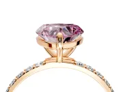 Solitaire Engagement Ring Setting for Fancy Pink Heart-Shaped Center with Pave Accents and Prong Head in Rose Gold