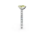 Solitaire Engagement Ring Setting for Fancy Yellow Pear-Shaped Center with Fine Pave Band and Claw Prong Head in Sterling Silver