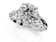 Solitaire Engagement Ring Setting for Round Cut Center with Filigree Accent Basket and Prong Head in Sterling Silver
