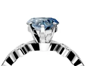 Solitaire Engagement Ring Setting for Fancy Blue Heart-Shaped Center with Milgrain Bezel Accents and Prong Head in Platinum