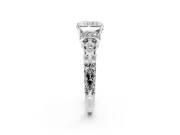 Solitaire Engagement Ring Setting for Radiant Cut Center with Filigree Band and Prong Head in Platinum