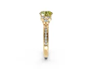 Cluster Engagement Ring Setting for Fancy Yellow Round Cut Center with Bezel Accent Clusters and Prong Head in Yellow Gold