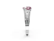 Split Shank Engagement Ring Setting for Fancy Pink Heart-Shaped Center with Pave Split Shank and Prong Head in Sterling Silver