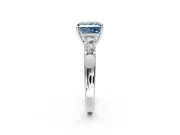 5 Stone Engagement Ring Setting for Fancy Blue Princess Cut Center with Plain Band and Prong Head in Sterling Silver