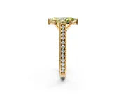 Solitaire Engagement Ring Setting for Fancy Yellow Marquise Center with Engraved Pave Band and Prong Head in Yellow Gold
