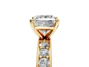 Solitaire Engagement Ring Setting for Princess Cut Center with Channel-Set Accents and Prong Head in Yellow Gold
