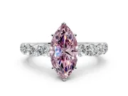Shared-Prong Engagement Ring Setting for Fancy Pink Marquise Center with Graduated Accents and Prong Head in White Gold
