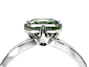 Solitaire Engagement Ring Setting for Fancy Green Asscher Cut Center with Plain Split Shank and Prong Head in Sterling Silver
