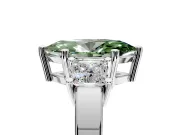 3 Stone Engagement Ring Setting for Fancy Green Marquise Center with Matching Side Accents and Prong Head in Platinum