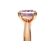 Solitaire Engagement Ring Setting for Fancy Pink Princess Cut Center with Reverse Tapered Band and Prong Head in Rose Gold