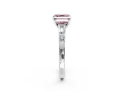 Bar-Set Engagement Ring Setting for Fancy Pink Asscher Cut Center with Tapered Baguette Accents and Prong Head in Platinum