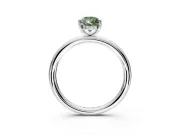 Hidden Halo Engagement Ring Setting for Fancy Green Pear-Shaped Center with Thin Rounded Band and Prong Head in Sterling Silver