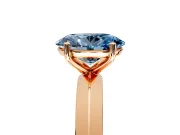 Solitaire Engagement Ring Setting for Fancy Blue Oval Center with Wide Knife Ridge Band and Prong Head in Rose Gold