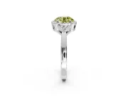 Cluster Engagement Ring Setting for Fancy Yellow Round Cut Center with Milgrain Shoulder Clusters and Prong Head in Platinum